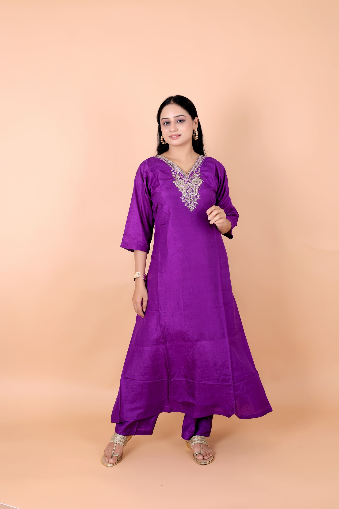 HAND-EMBROIDERED - Rich Purple kaftans