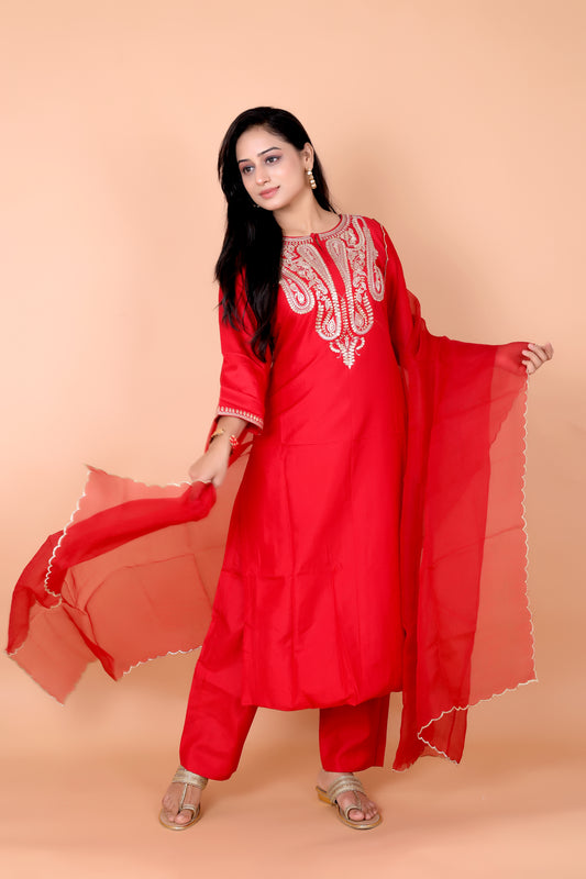 HAND MARODI- Red silk suit set