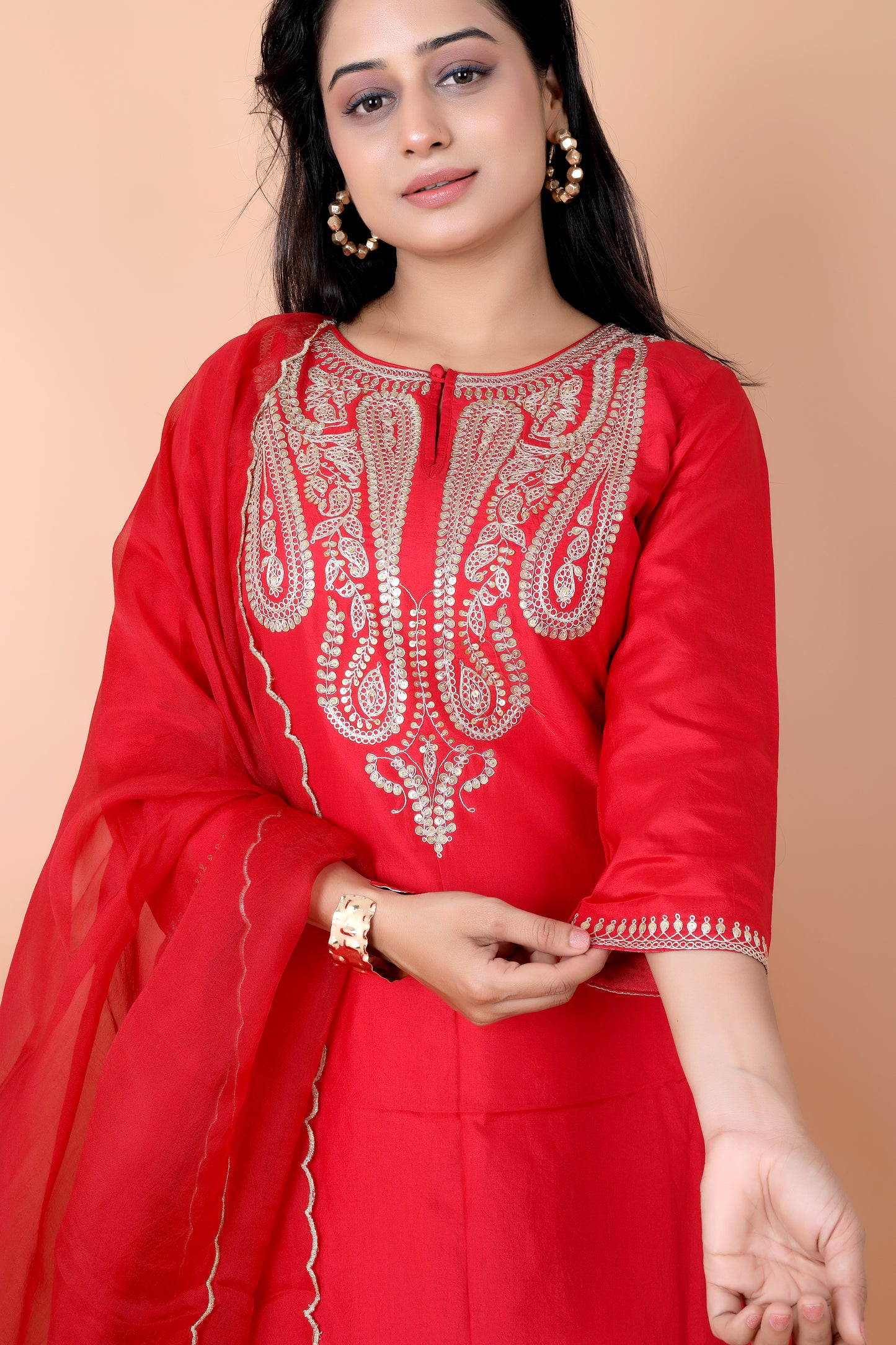 HAND MARODI- Red silk suit set