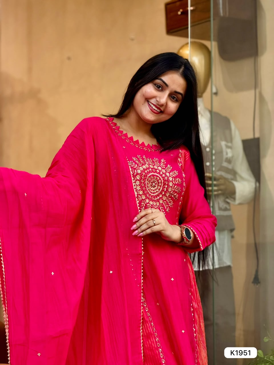 Premium Pure Banarasi Mal Chanderi A-Line Suit set