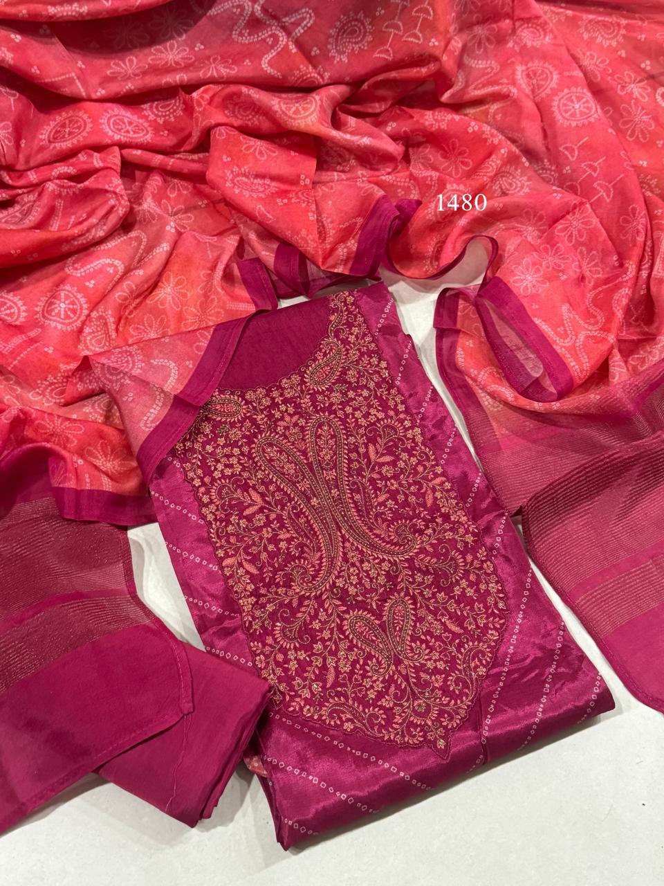 Premium Embroidered Muslin Silk Suit