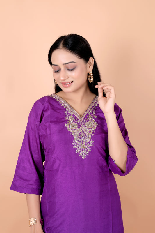 HAND-EMBROIDERED - Rich Purple kaftans