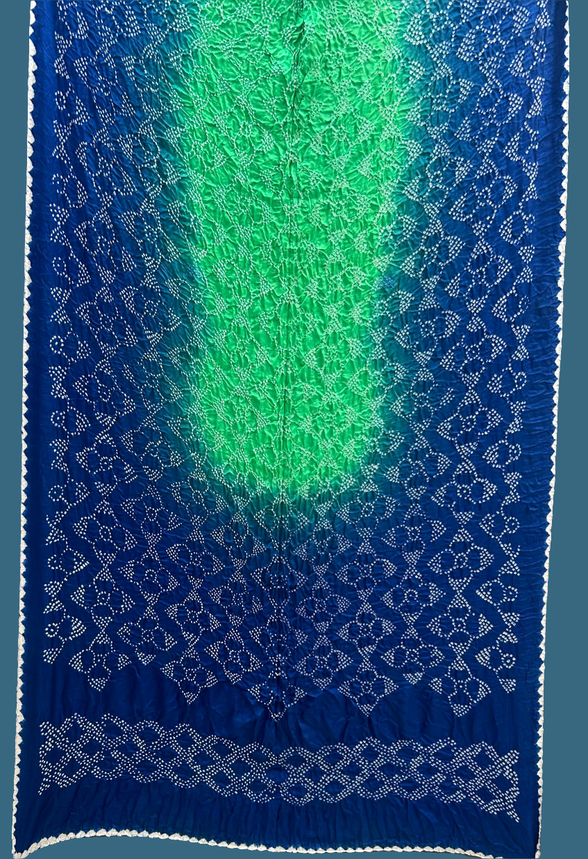 Pure Gajji Silk Bandhani Dupatta – Double Shaded Floral Design