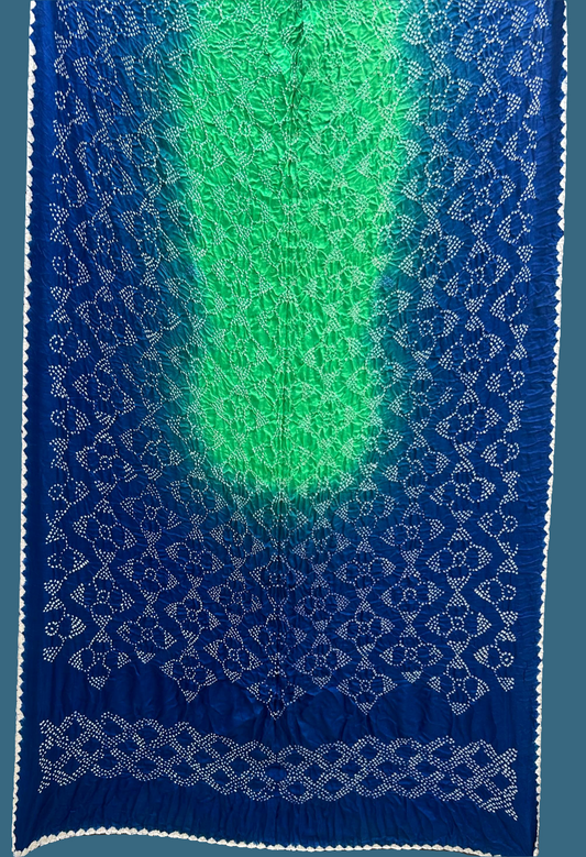 Pure Gajji Silk Bandhani Dupatta – Double Shaded Floral Design