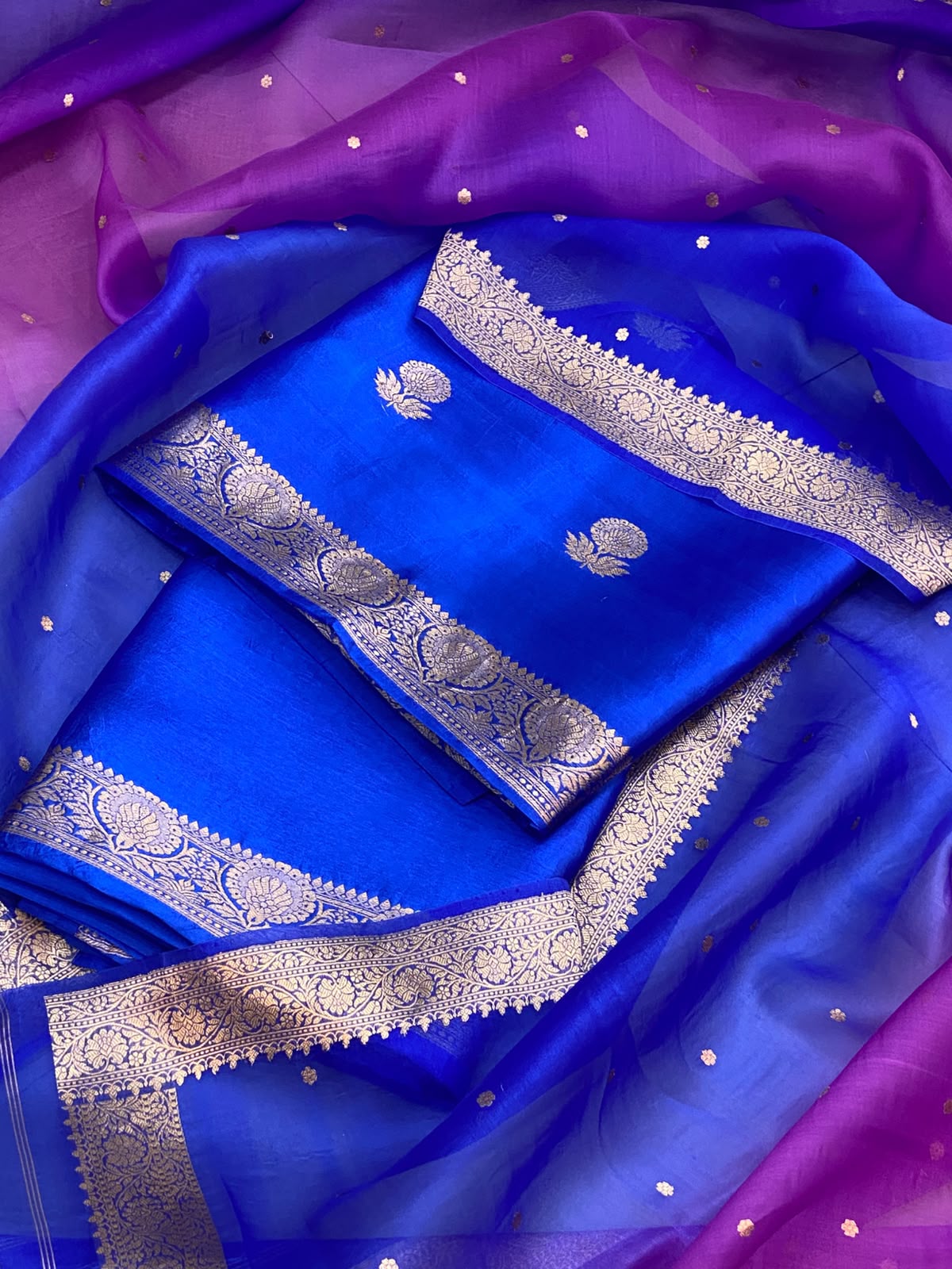 Pure Satin Dupion Banarasi Silk Suit Set