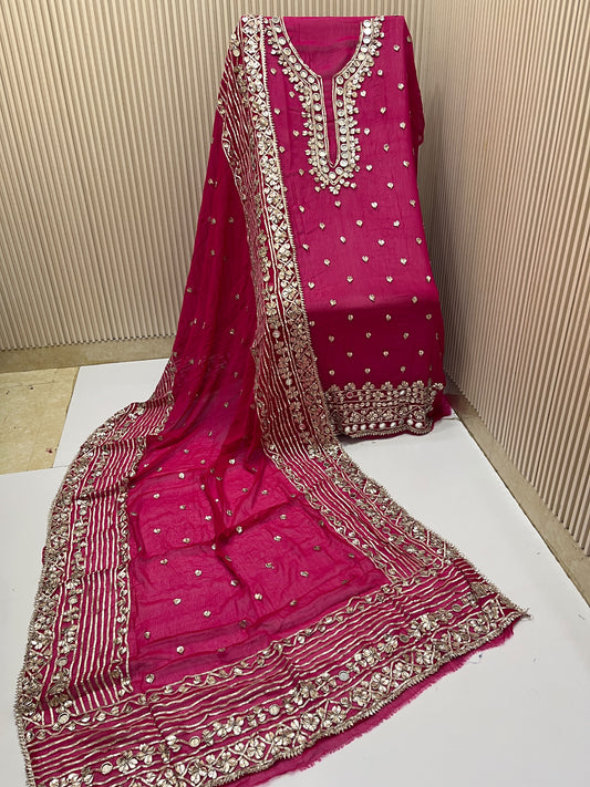Real Mirror Gota Patti Handmade Suit Set