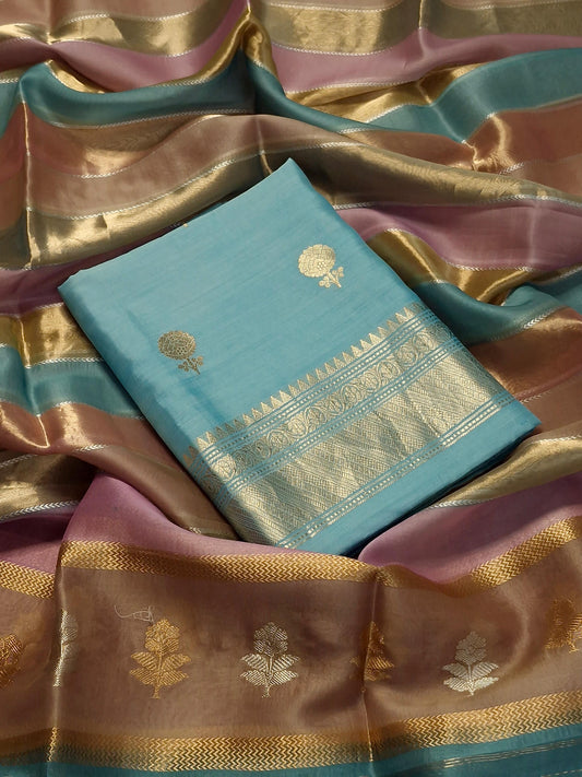 Pure Chiniya Silk Suit Set with Kora Tissue Rangkaat Kadhua Weave
