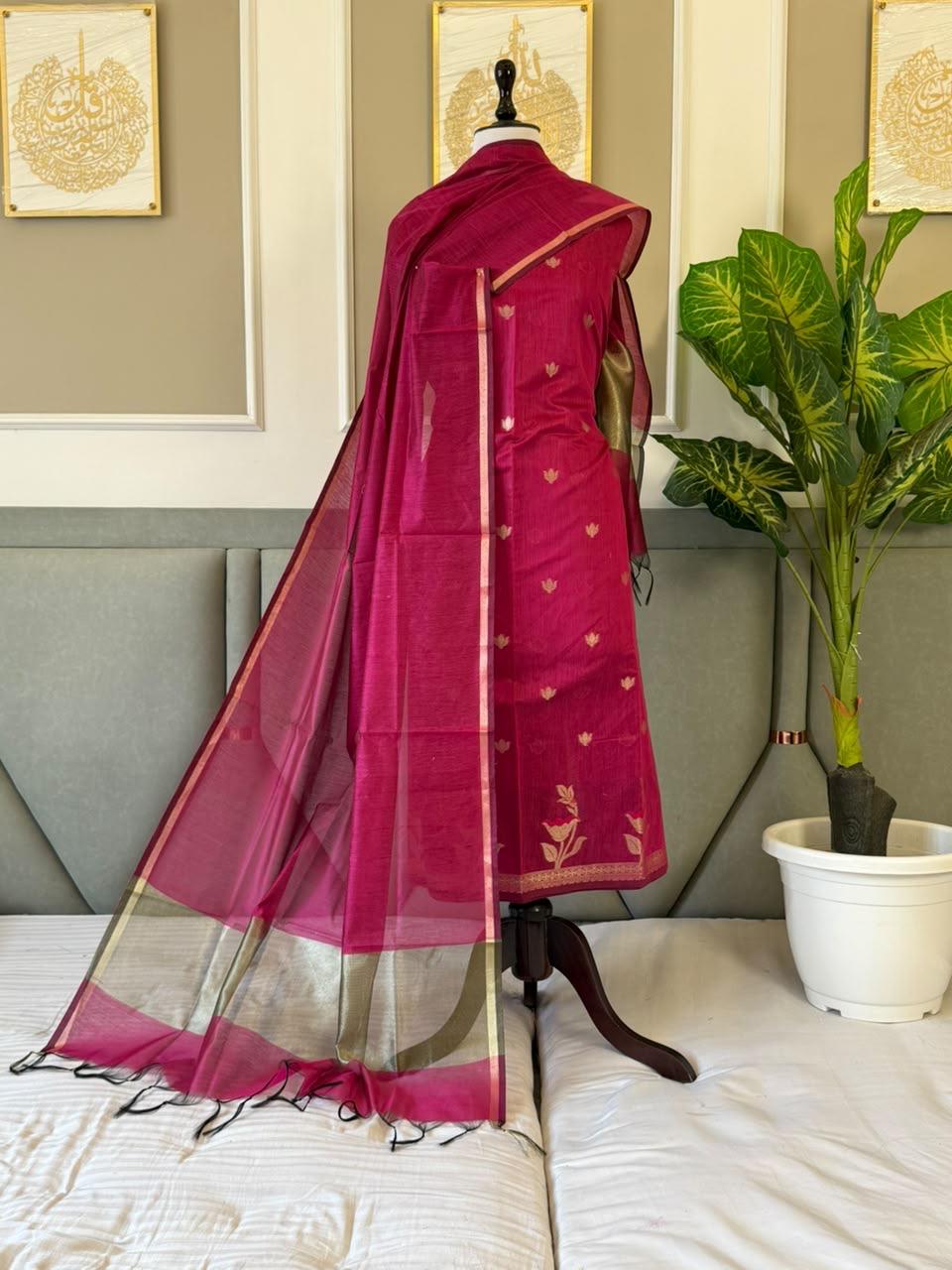 Exclusive Banarasi Maheshwari cotton silk suit sets