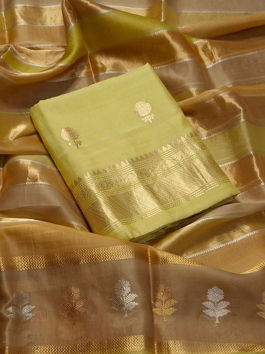 Pure Chiniya Silk Suit Set with Kora Tissue Rangkaat Kadhua Weave