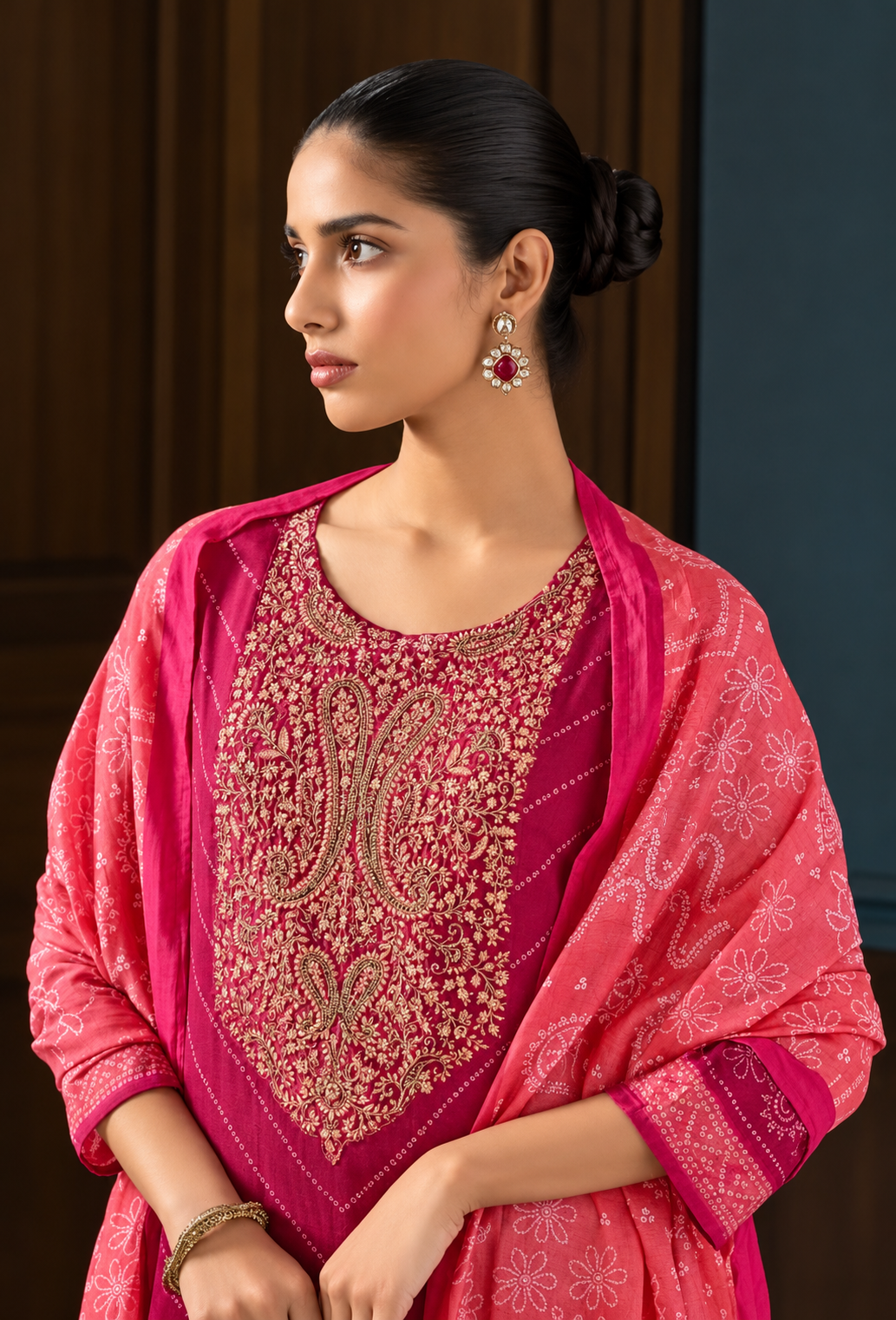 Premium Embroidered Muslin Silk Suit