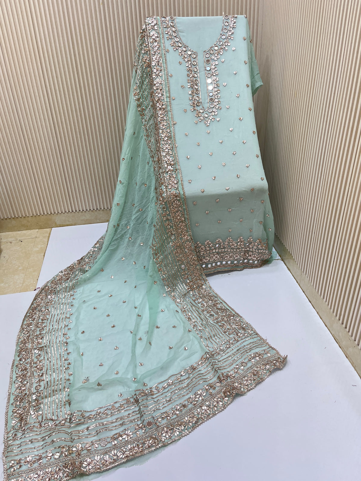 Real Mirror Gota Patti Handmade Suit Set