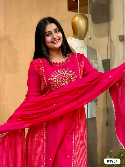 Premium Pure Banarasi Mal Chanderi A-Line Suit set