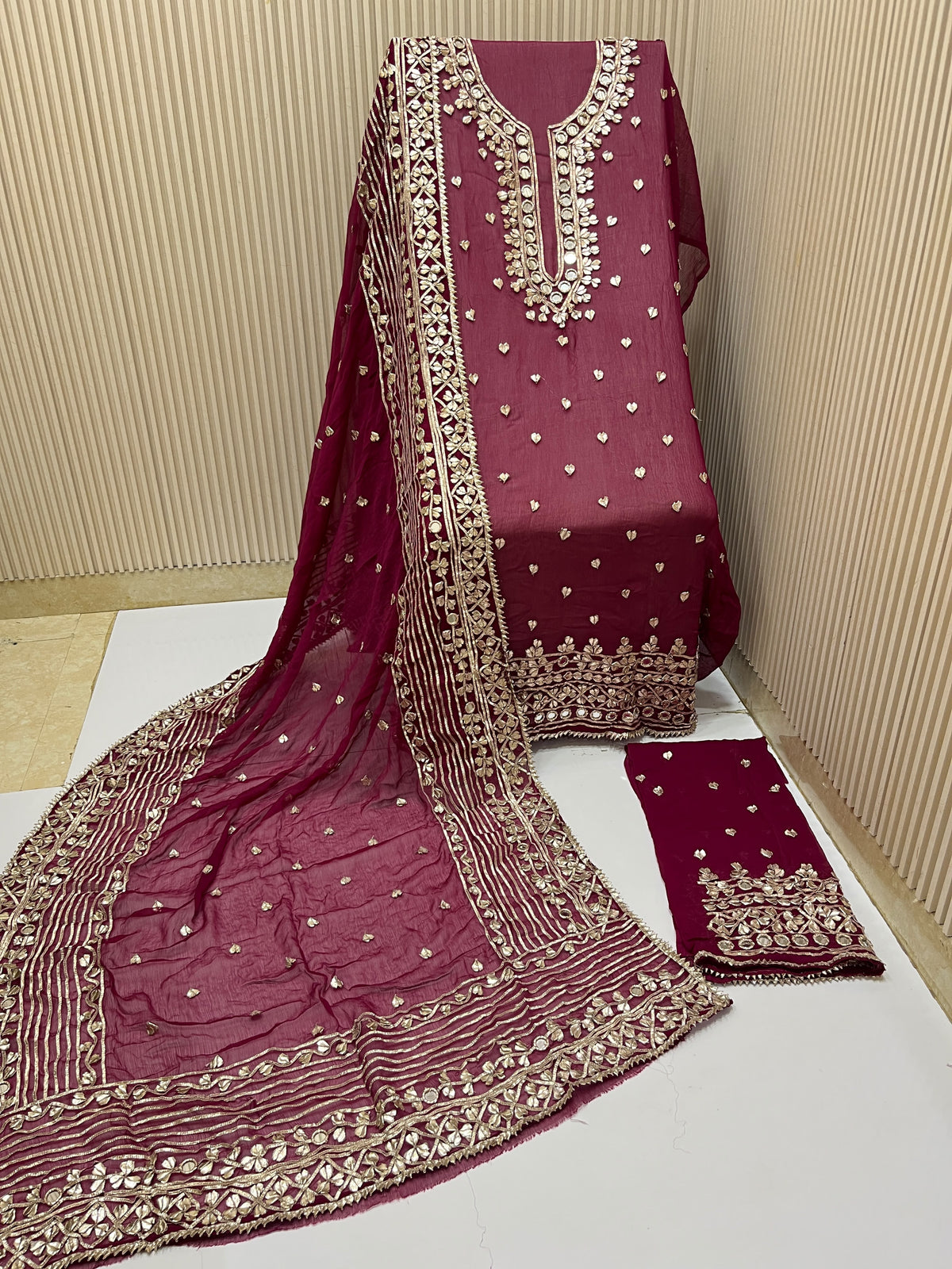 Real Mirror Gota Patti Handmade Suit Set