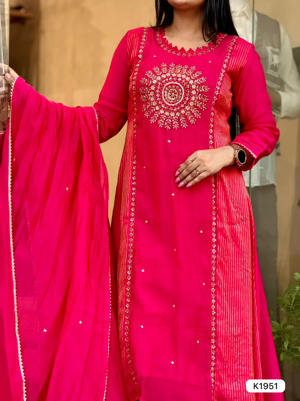 Premium Pure Banarasi Mal Chanderi A-Line Suit set