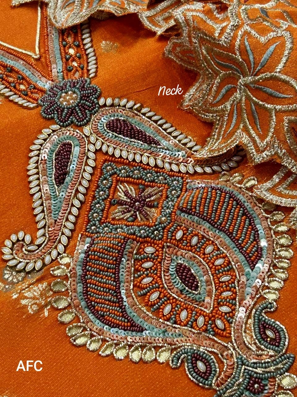 Premium Orange Shimmer Tissue Silk Suit Set