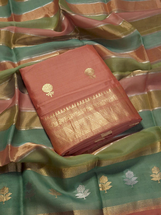 Pure Chiniya Silk Suit Set with Kora Tissue Rangkaat Kadhua Weave
