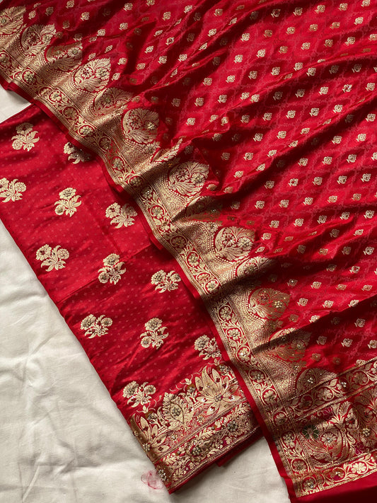 Pure Handloom Banarasi Katan Satin Silk - Suit set