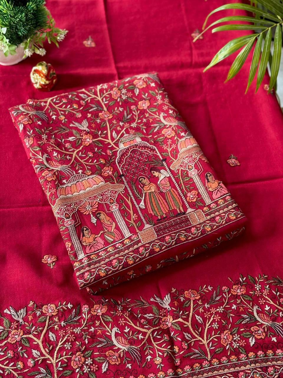 Kashmiri Pure Pashmina Embroidered Ensemble