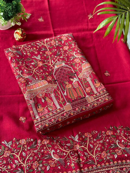 Kashmiri Pure Pashmina Embroidered Ensemble