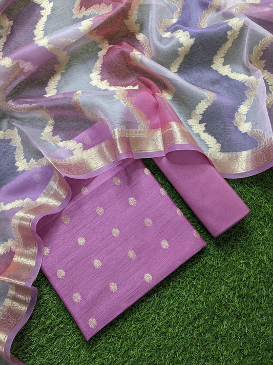 Pure Munga Silk Kadwa Butti Suit with Handwoven Zari Kora Silk Dupatta