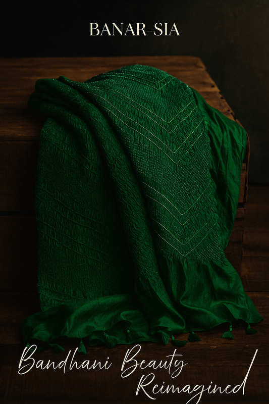Pure Silk Bandhani Dupatta – Zig Zag Pattern