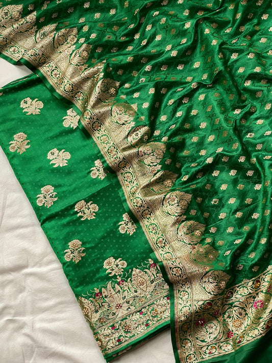 Pure Handloom Banarasi Katan Satin Silk - Suit set