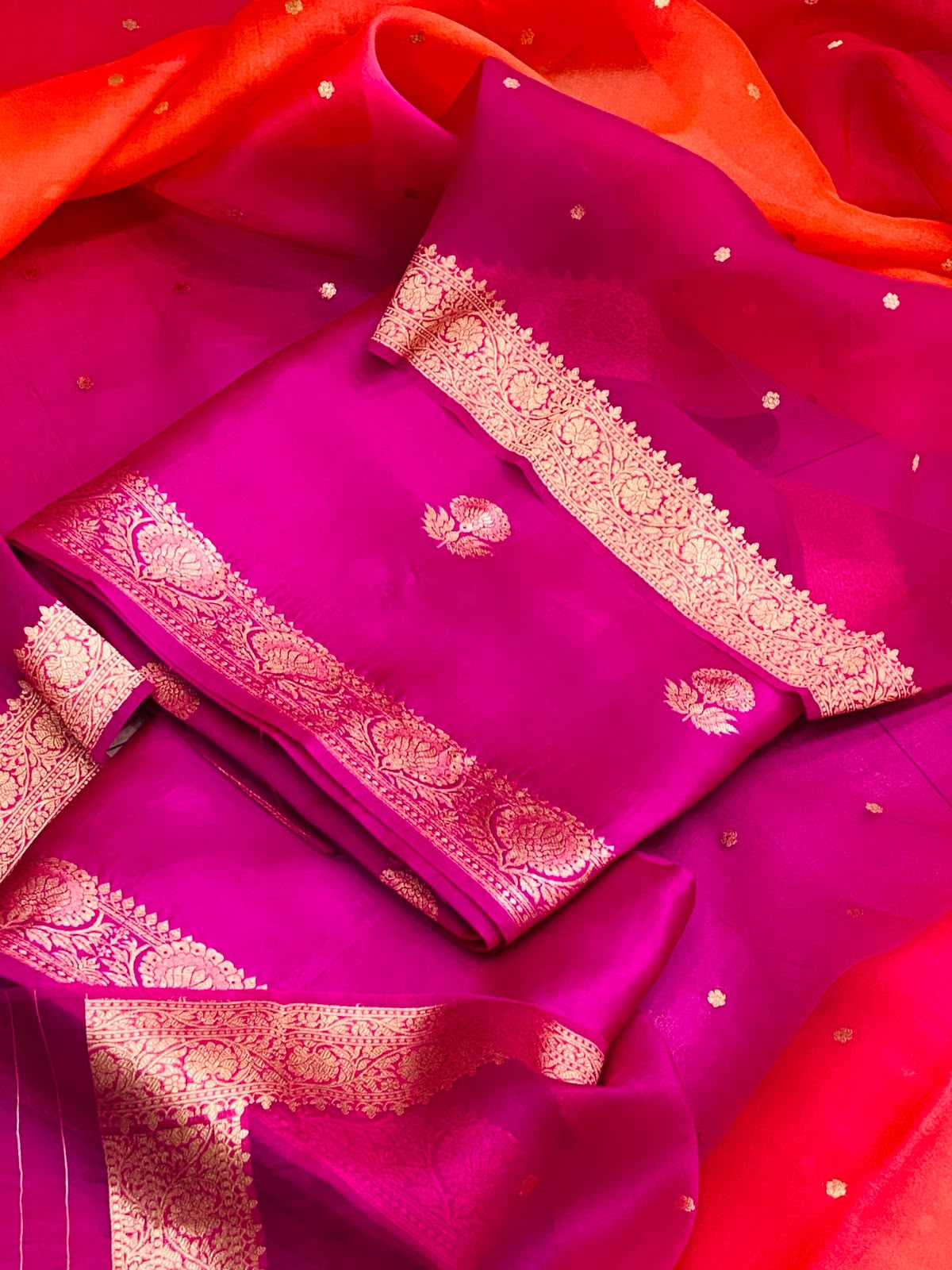 Pure Satin Dupion Banarasi Silk Suit Set