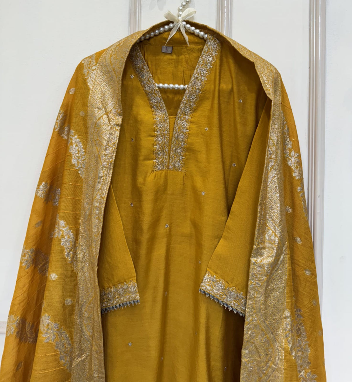 Premium Chanderi Silk Embroidered Suit Set with Banarasi Woven Dupatta