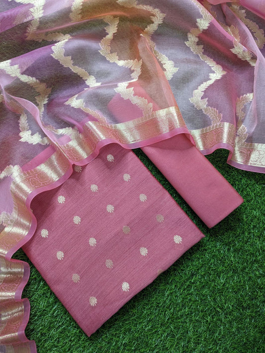 Pure Munga Silk Kadwa Butti Suit with Handwoven Zari Kora Silk Dupatta