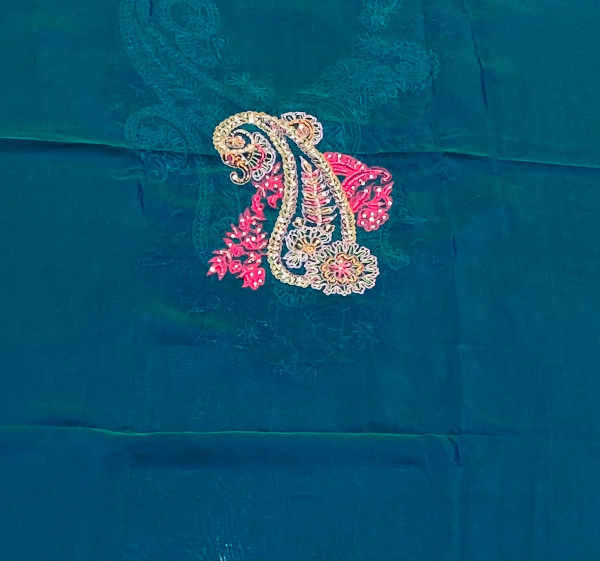 Premium Two-Tone Mysore Silk Suit Set with Resham Embroidery & Satin Dupatta