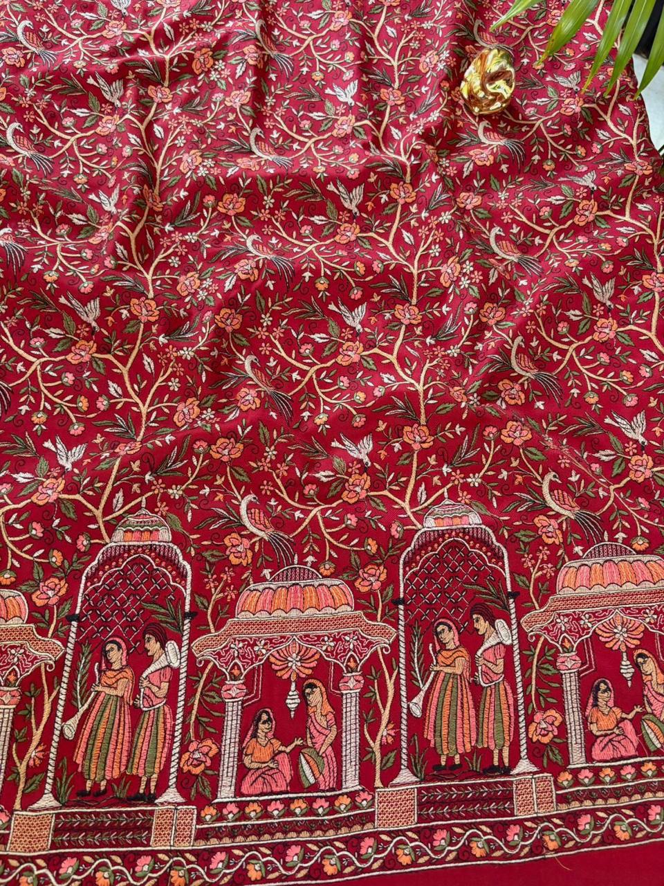 Kashmiri Pure Pashmina Embroidered Ensemble