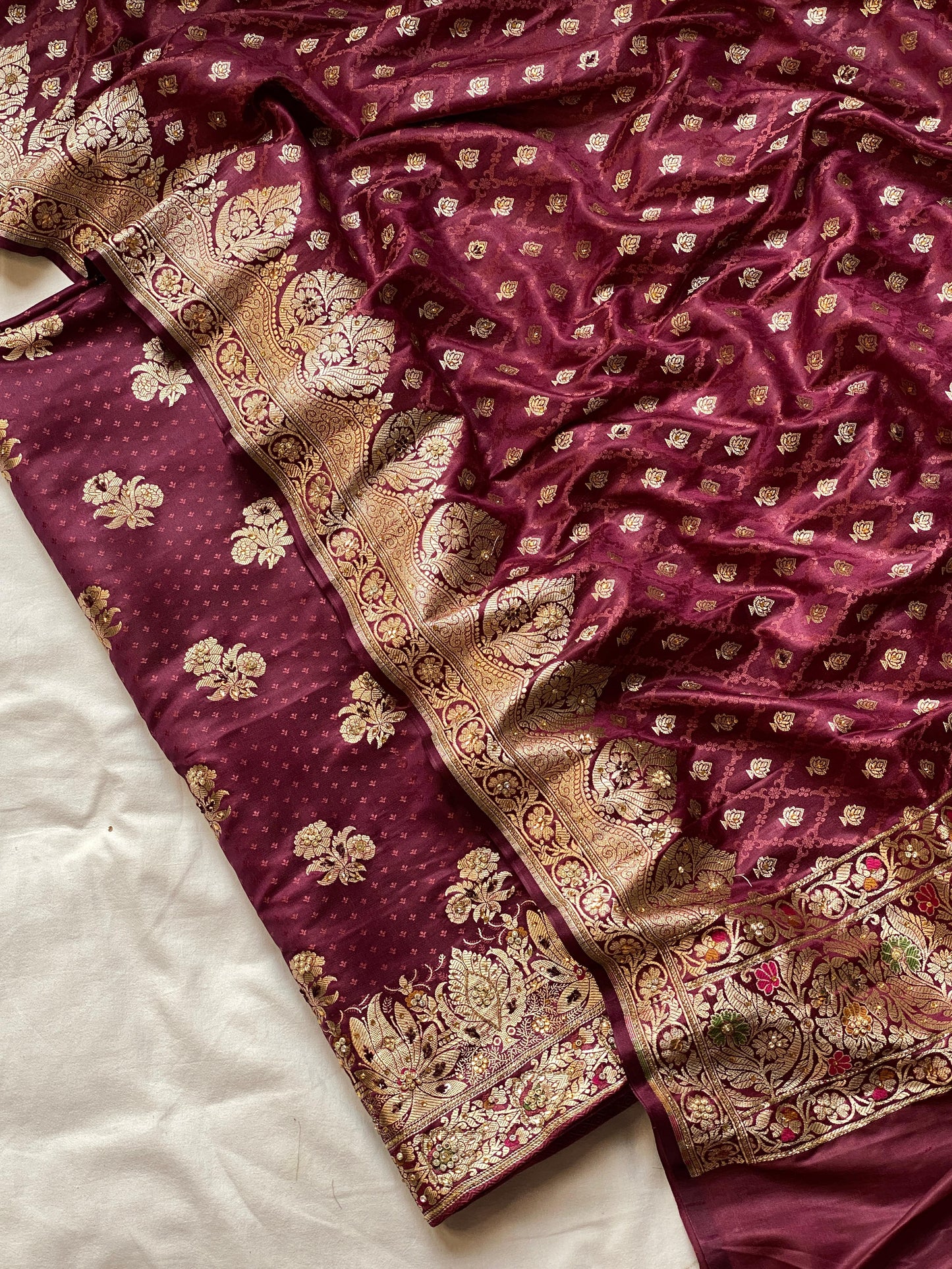 Pure Handloom Banarasi Katan Satin Silk - Suit set