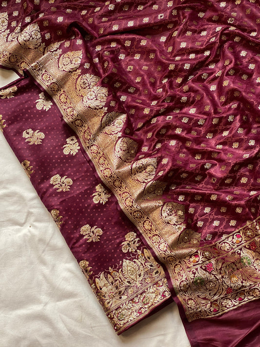 Pure Handloom Banarasi Katan Satin Silk - Suit set
