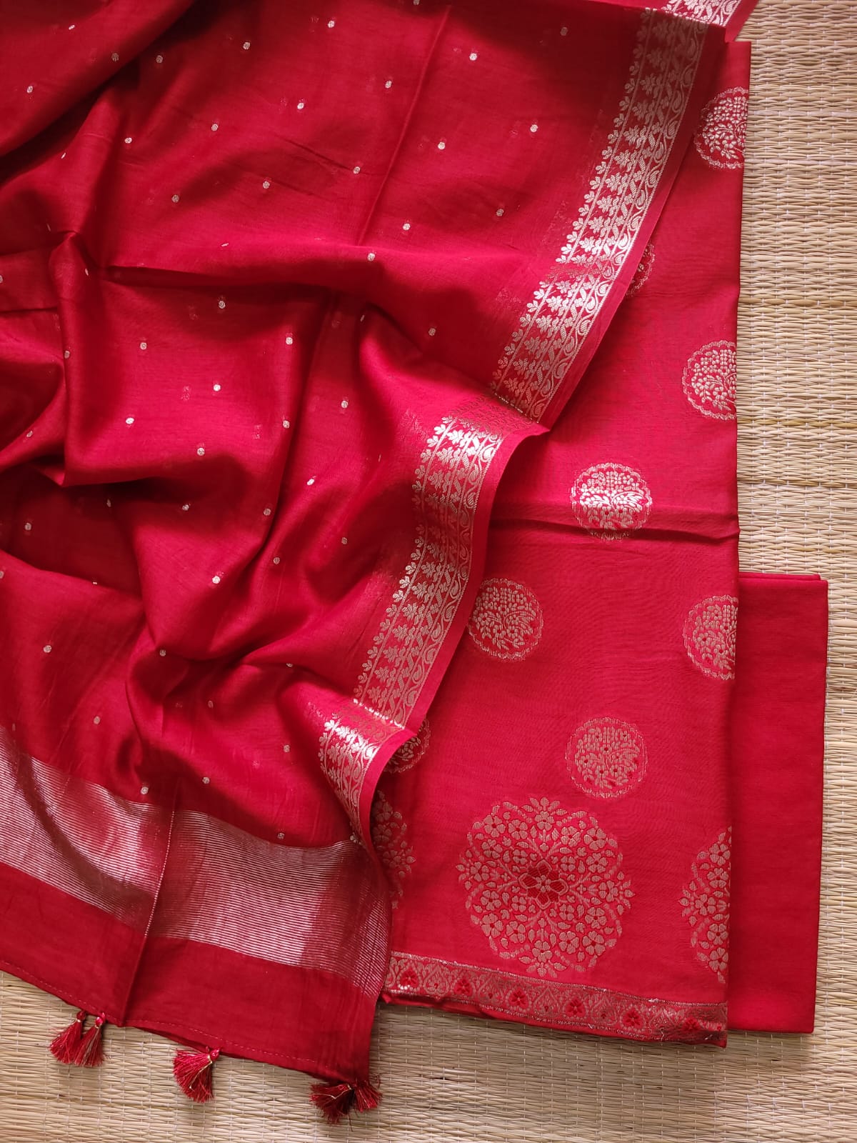 Banarasi Pure Chanderi Silk Alfi Zari Woven Suit Set