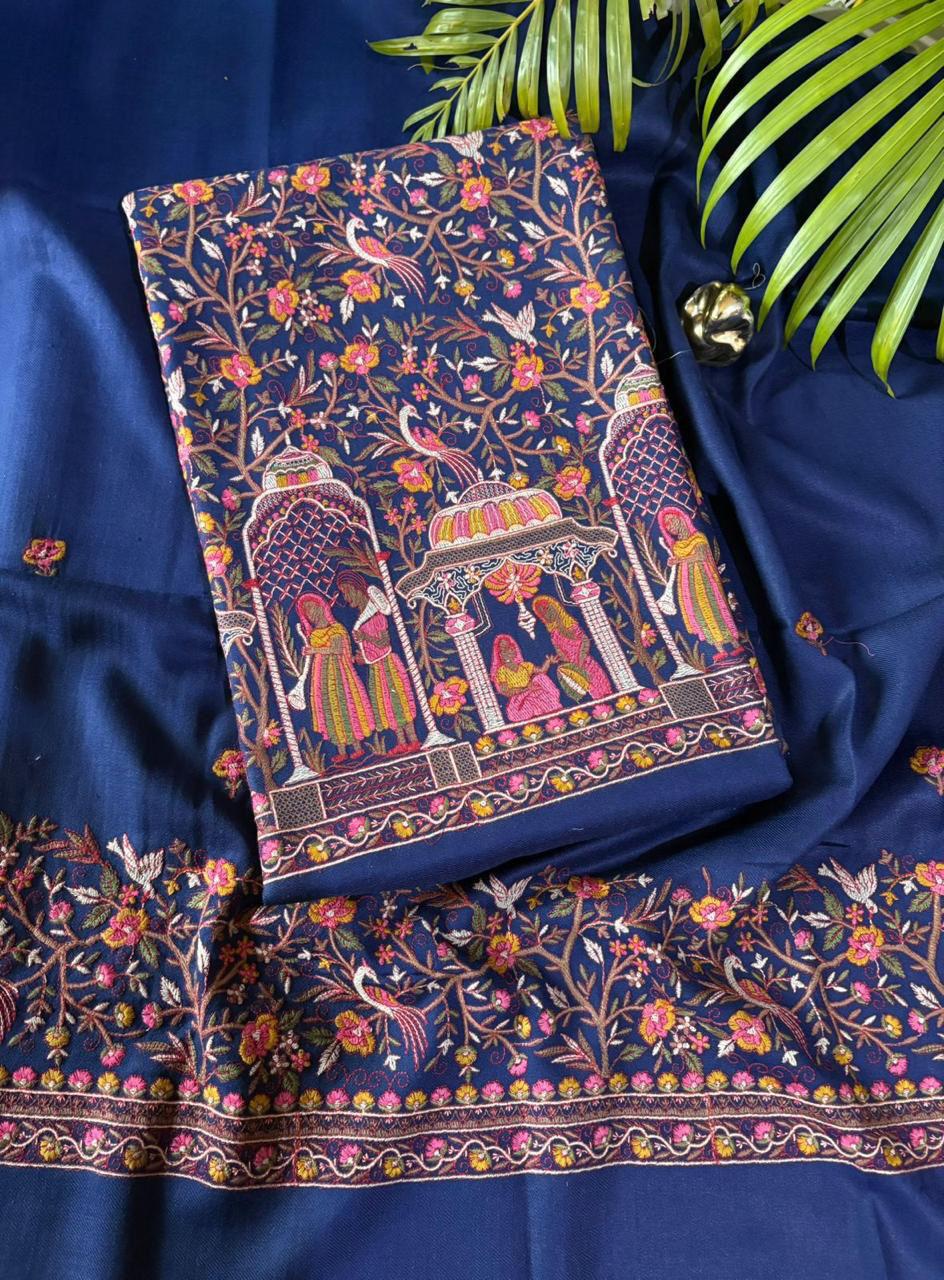 Kashmiri Pure Pashmina Embroidered Ensemble