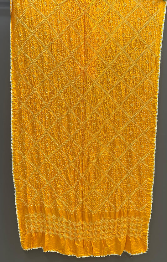 Pure Gajji Silk Bandhani Dupatta – Square Design