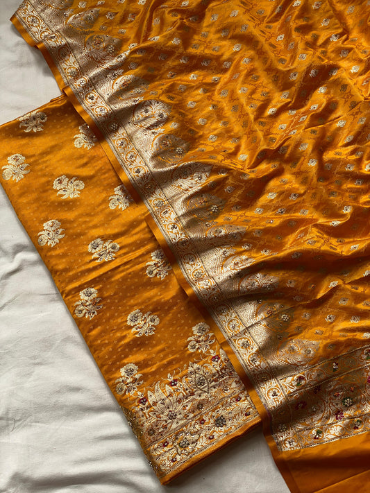 Pure Handloom Banarasi Katan Satin Silk - Suit set