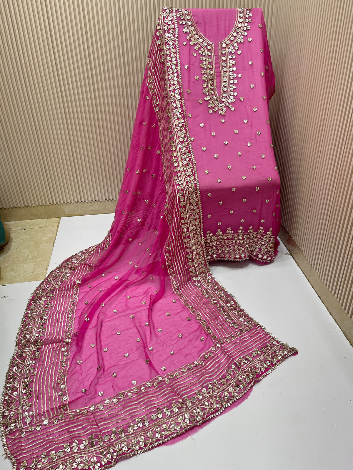 Real Mirror Gota Patti Handmade Suit Set